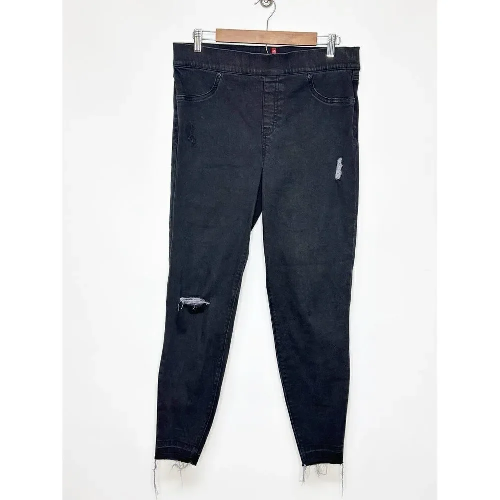 Spanx Vintage Distressed High Rise Skinny Jeans Black Size Extra Large